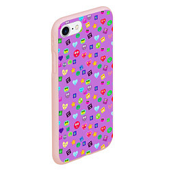 Чехол iPhone 7/8 матовый Эмпатия - паттерн эмоджи, цвет: 3D-светло-розовый — фото 2