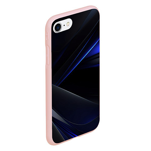 Чехол iPhone 7/8 матовый Black blue background / 3D-Светло-розовый – фото 2