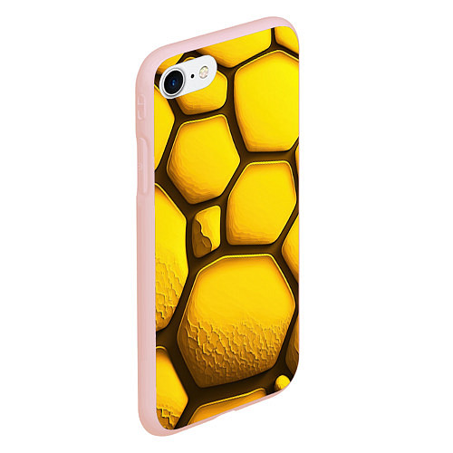 Чехол iPhone 7/8 матовый Желтые объемные плиты / 3D-Светло-розовый – фото 2