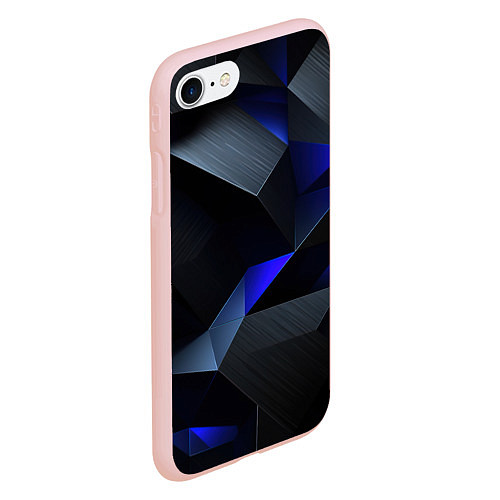 Чехол iPhone 7/8 матовый Black blue abstract / 3D-Светло-розовый – фото 2