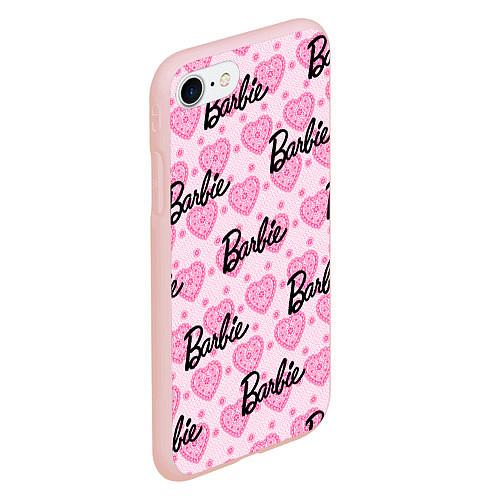 Чехол iPhone 7/8 матовый Логотип Барби и розовое кружево / 3D-Светло-розовый – фото 2