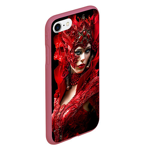 Чехол iPhone 7/8 матовый Красная королева / 3D-Малиновый – фото 2