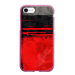 Чехол iPhone 7/8 матовый Black red texture, цвет: 3D-малиновый