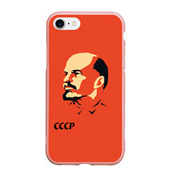 Чехол iPhone 7/8 матовый СССР Ленин жив, цвет: 3D-светло-розовый