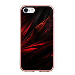Чехол iPhone 7/8 матовый Black red background, цвет: 3D-светло-розовый