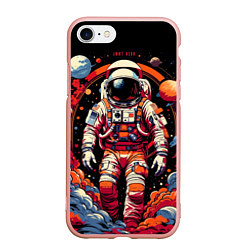 Чехол iPhone 7/8 матовый Астронавт и скопление планет, цвет: 3D-светло-розовый