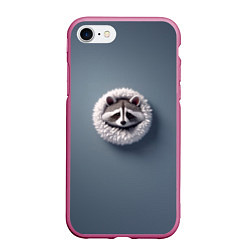 Чехол iPhone 7/8 матовый Мордочка маленького енота, цвет: 3D-малиновый
