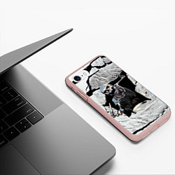 Чехол iPhone 7/8 матовый Скелет показывает средний палец, цвет: 3D-светло-розовый — фото 2