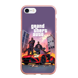 Чехол iPhone 7/8 матовый Grand Theft Auto - game, цвет: 3D-светло-розовый