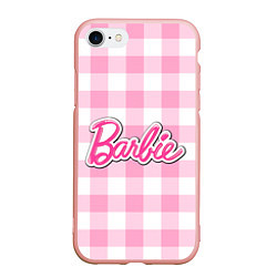 Чехол iPhone 7/8 матовый Барби лого розовая клетка, цвет: 3D-светло-розовый