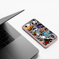 Чехол iPhone 7/8 матовый Авто наклейки, цвет: 3D-светло-розовый — фото 2