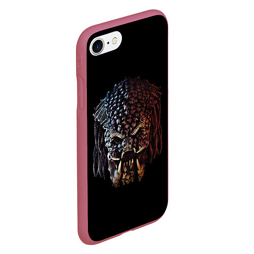 Чехол iPhone 7/8 матовый Predator - skull / 3D-Малиновый – фото 2