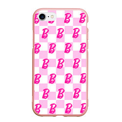 Чехол iPhone 7/8 матовый Розовая шашка и Барби, цвет: 3D-светло-розовый
