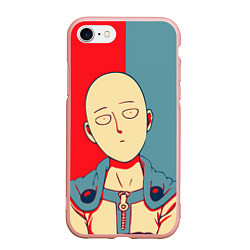 Чехол iPhone 7/8 матовый Saitama hero face, цвет: 3D-светло-розовый