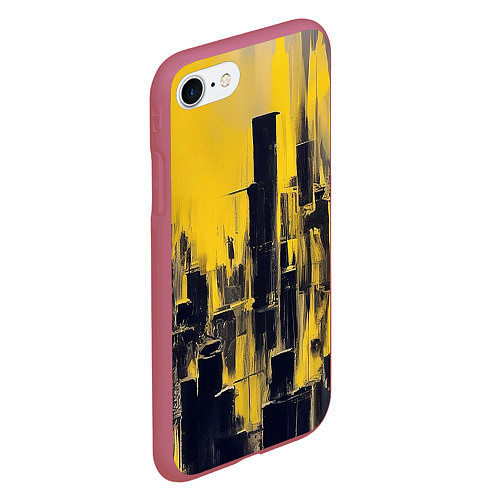 Чехол iPhone 7/8 матовый Большой нарисованный город / 3D-Малиновый – фото 2