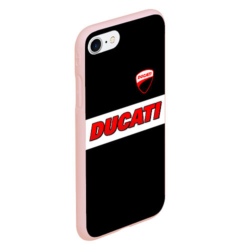 Чехол iPhone 7/8 матовый Ducati motors - черный / 3D-Светло-розовый – фото 2