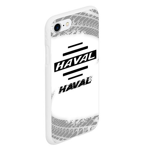 Чехол iPhone 7/8 матовый Haval speed на светлом фоне со следами шин / 3D-Белый – фото 2