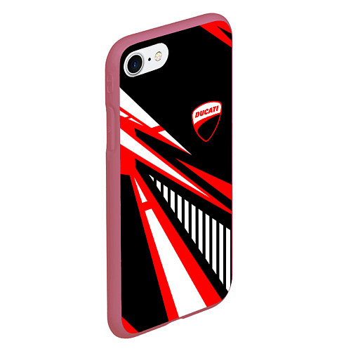 Чехол iPhone 7/8 матовый Ducati- красные абстрактные фигуры / 3D-Малиновый – фото 2