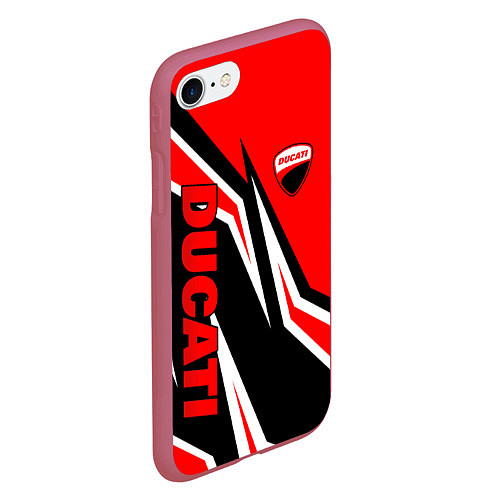 Чехол iPhone 7/8 матовый Ducati- red stripes / 3D-Малиновый – фото 2