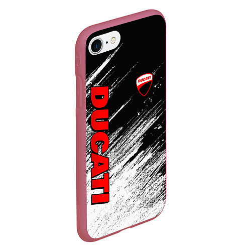 Чехол iPhone 7/8 матовый Ducati - потертости краски / 3D-Малиновый – фото 2