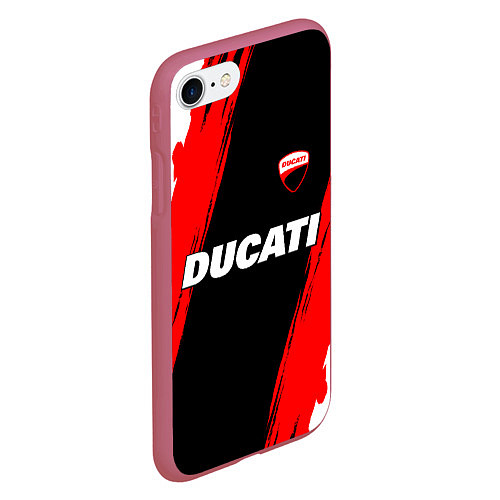 Чехол iPhone 7/8 матовый Ducati moto - красные полосы / 3D-Малиновый – фото 2