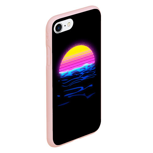 Чехол iPhone 7/8 матовый Неоновый закат - гранж / 3D-Светло-розовый – фото 2