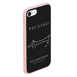 Чехол iPhone 7/8 матовый Собака на черном - Пабло Пикассо, цвет: 3D-светло-розовый — фото 2