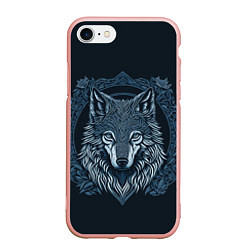Чехол iPhone 7/8 матовый Волк, векторный орнаментализм, цвет: 3D-светло-розовый