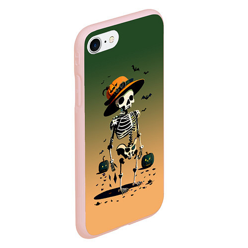 Чехол iPhone 7/8 матовый Funny skeleton - halloween - neural network / 3D-Светло-розовый – фото 2