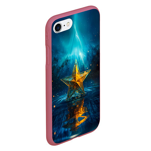 Чехол iPhone 7/8 матовый Звезда на воде ночь / 3D-Малиновый – фото 2