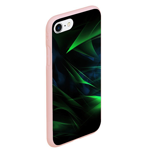 Чехол iPhone 7/8 матовый Dark green background / 3D-Светло-розовый – фото 2