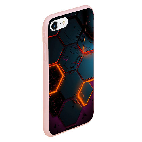Чехол iPhone 7/8 матовый Неоновые оранжевые плиты / 3D-Светло-розовый – фото 2