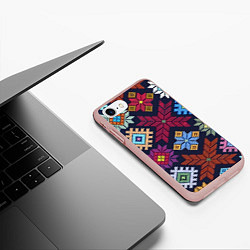 Чехол iPhone 7/8 матовый Орнамент удмуртский, цвет: 3D-светло-розовый — фото 2
