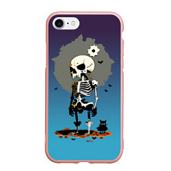Чехол iPhone 7/8 матовый Funny skeleton - neural network - halloween, цвет: 3D-светло-розовый