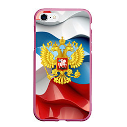 Чехол iPhone 7/8 матовый Герб России триколор