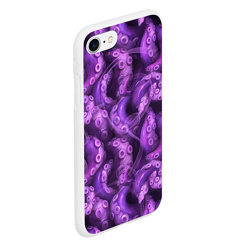 Чехол iPhone 7/8 матовый Фиолетовые щупальца и дым / 3D-Белый – фото 2