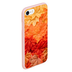 Чехол iPhone 7/8 матовый Текстура упавших осенних листьев, цвет: 3D-светло-розовый — фото 2