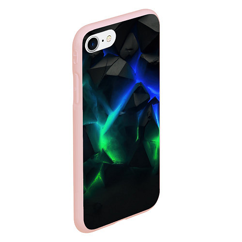 Чехол iPhone 7/8 матовый Разлом синих и зеленых плит / 3D-Светло-розовый – фото 2
