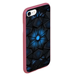 Чехол iPhone 7/8 матовый Калейдоскопные черные и синие узоры, цвет: 3D-малиновый — фото 2