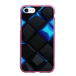Чехол iPhone 7/8 матовый Черные и синие плитки