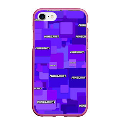 Чехол iPhone 7/8 матовый Minecraft pattern logo, цвет: 3D-малиновый