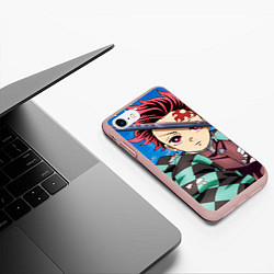 Чехол iPhone 7/8 матовый Клинок рассекающий демонов Тандзиро Камадо, цвет: 3D-светло-розовый — фото 2