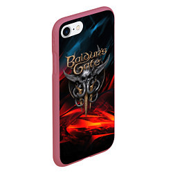Чехол iPhone 7/8 матовый Baldurs Gate 3 logo, цвет: 3D-малиновый — фото 2