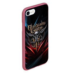 Чехол iPhone 7/8 матовый Baldurs Gate 3 dark logo, цвет: 3D-малиновый — фото 2