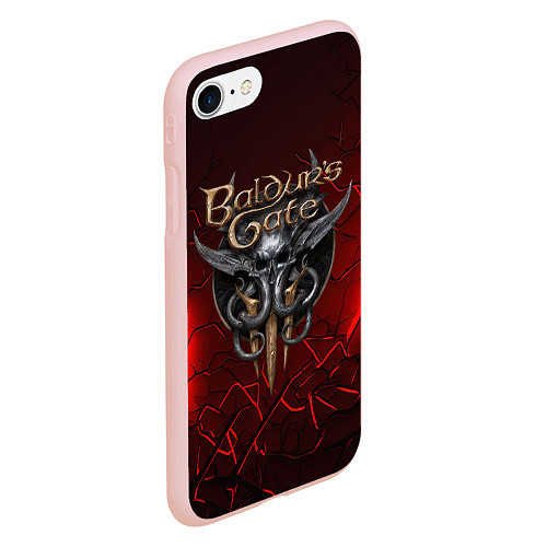 Чехол iPhone 7/8 матовый Baldurs Gate 3 logo red / 3D-Светло-розовый – фото 2