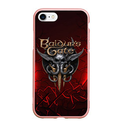 Чехол iPhone 7/8 матовый Baldurs Gate 3 logo red, цвет: 3D-светло-розовый