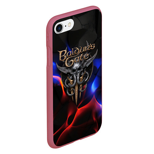 Чехол iPhone 7/8 матовый Baldurs Gate 3 blue red fire / 3D-Малиновый – фото 2