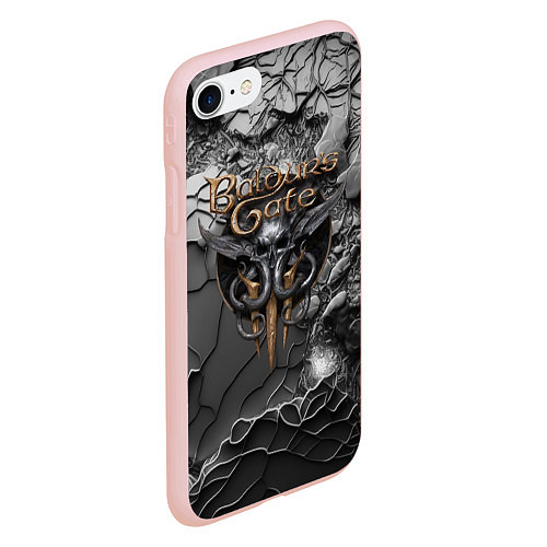 Чехол iPhone 7/8 матовый Baldurs Gate 3 logo dark / 3D-Светло-розовый – фото 2