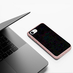 Чехол iPhone 7/8 матовый Черный текстовой паттерн, цвет: 3D-светло-розовый — фото 2