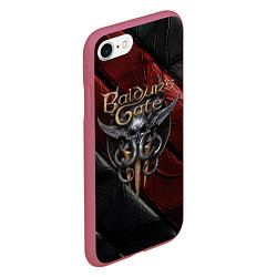 Чехол iPhone 7/8 матовый Baldurs Gate 3 logo dark, цвет: 3D-малиновый — фото 2